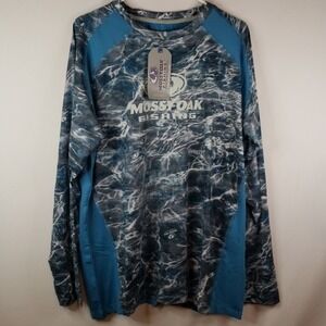 Mossy Oak Fishing LS Tech Tee Size‎ XL Mens Color Blackfin Long Sleeve 997004